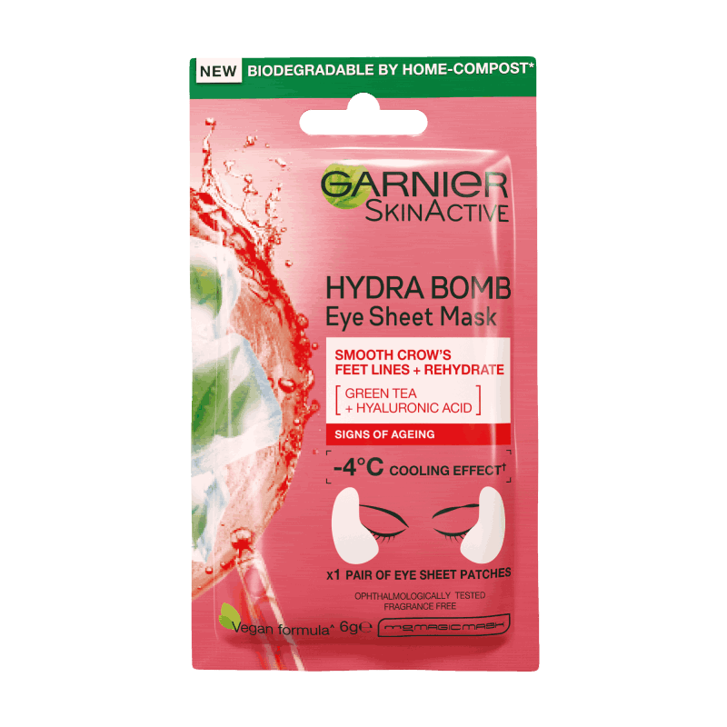 Garnier Hydra Bomb Hyaluronic Acid + Green Tea Anti Ageing Eye Sheet Mask